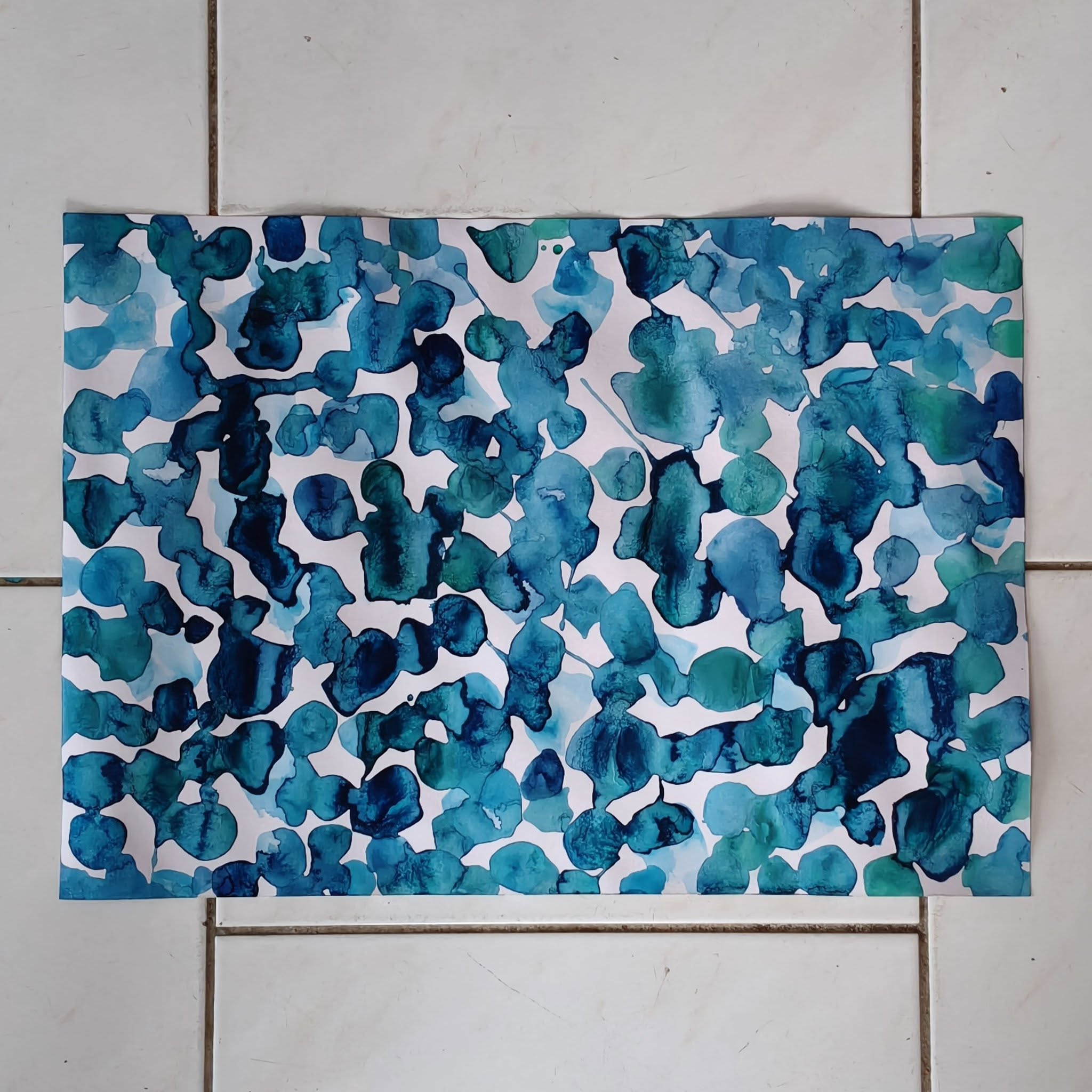 Blue impasto abstract painting