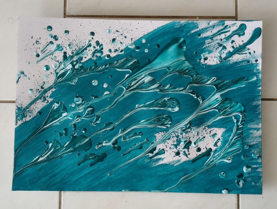 Teal splash abstract painting